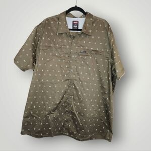 Wrangler Men 2xl Army Green Outdoor Camp Utility Button Vent Short Shirt